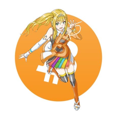 The Anime Bitcoin mascot — a blonde magical girl in an orange Bitcoin outfit